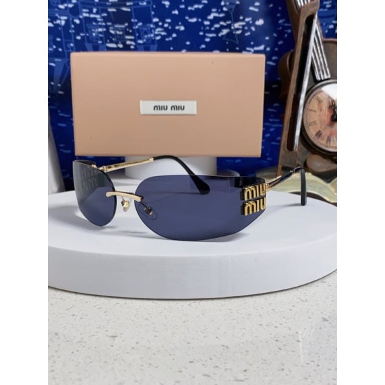 Miu Miu Rimless Sunglasses with Gold Logo Temples